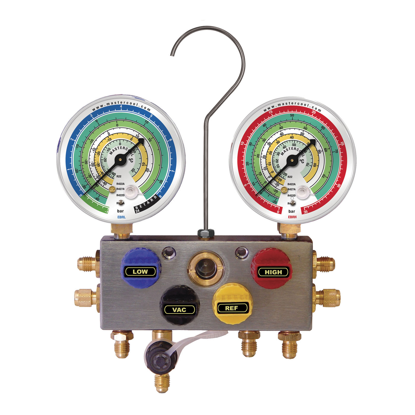 Mastercool - 96203 Series 4-Way Manifold Gauge Sets - 80MM for HVAC/R Systems
