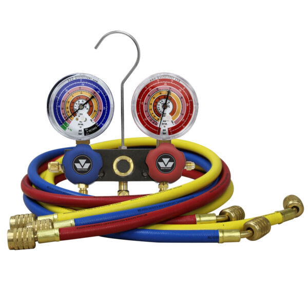 Mastercool – MC93661-EB1 – 2-Way Aluminum Manifold Gauge with 3 x 150cm Hoses