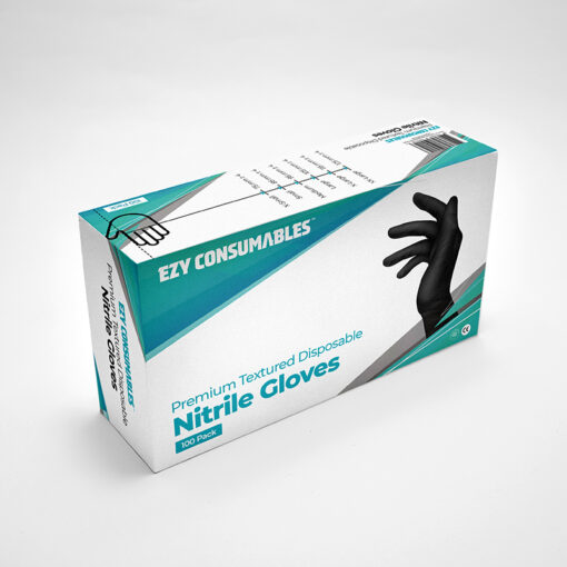 Ezy Consumables Black Nitrile Gloves – Food Grade, Heavy Duty & Textured Diamond (S, M, L, XL, XXL)