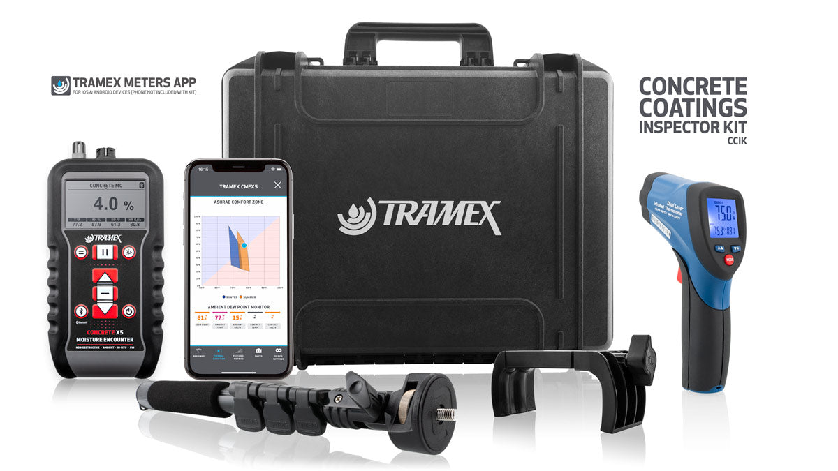 TRAMEX - CCIK Concrete Coatings Inspector Kit – Full Concrete Moisture & Dew Point Testing Kit with Bluetooth App