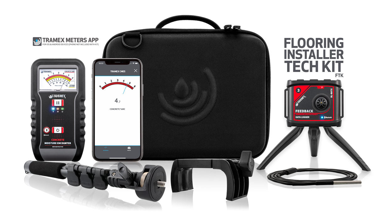 TRAMEX - FTK Flooring Installer Tech Kit – Concrete Moisture & Dew Point Testing Kit with CME5 + Ambient Logger